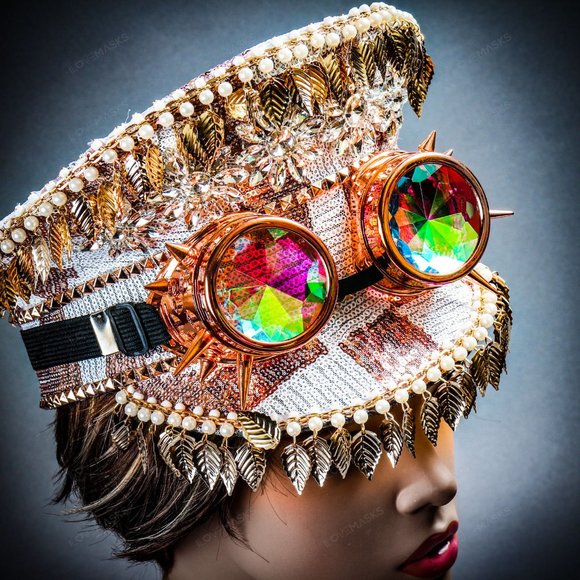 Rose Gold Burning Man Captain Top Cap w/ 3D Goggle - Picture 8 of 8